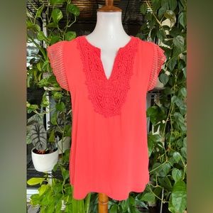Soulmates shirt with embroidery detail - coral pink size medium
